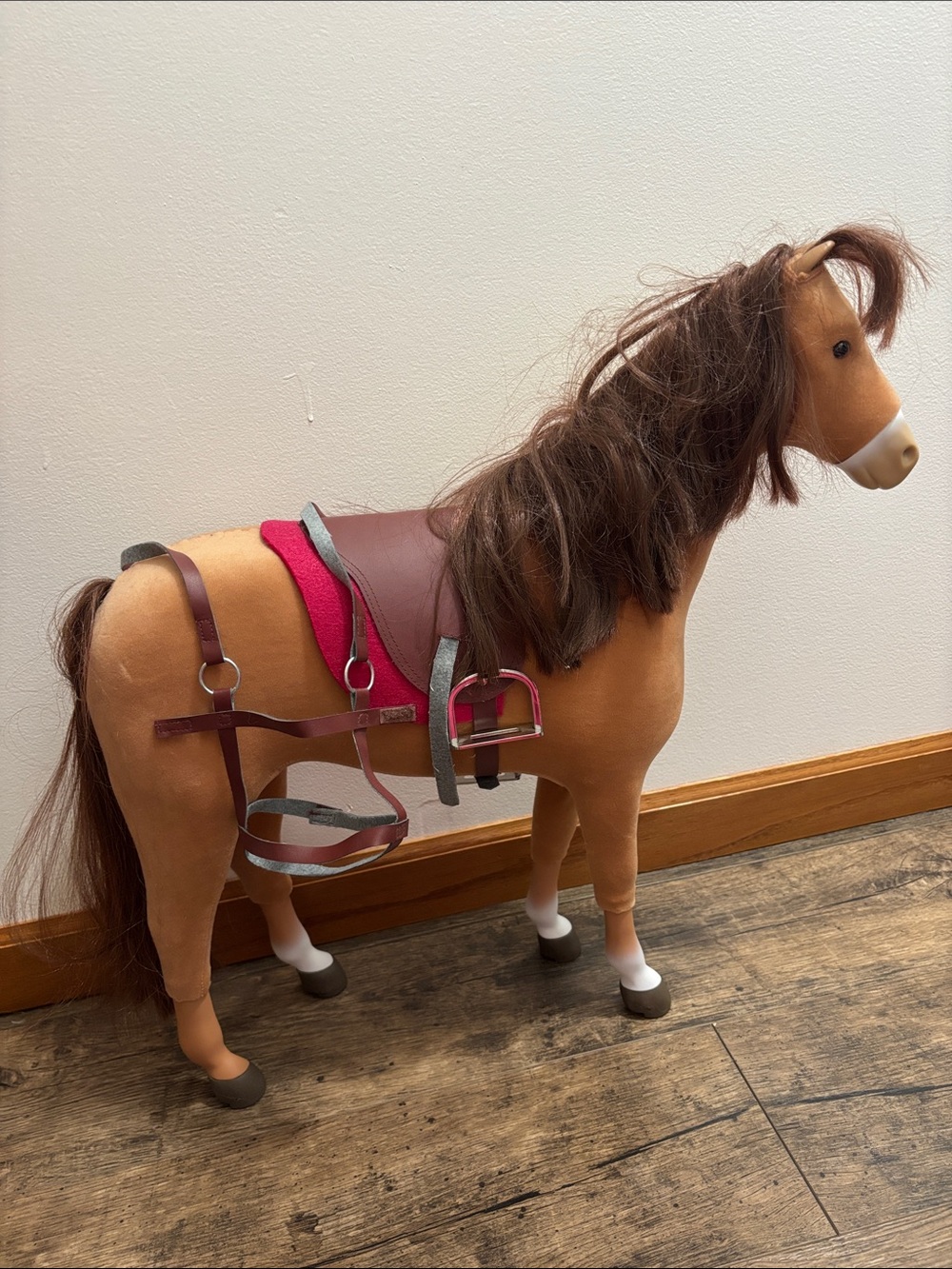 American Girl Brown Horse with Dark Brown Mane and Pink Saddle Accent